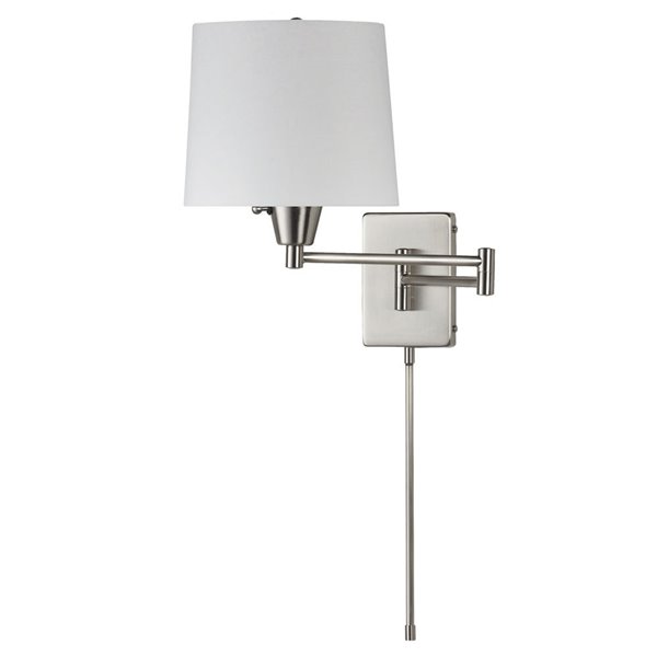 Dainotlite 13-in H Swing Arm Wall Lamp - Satin Chrome/White
