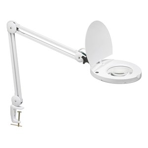 Lampe de table grossissante DEL de Dainolite avec bras pivotant, 47 po, blanche