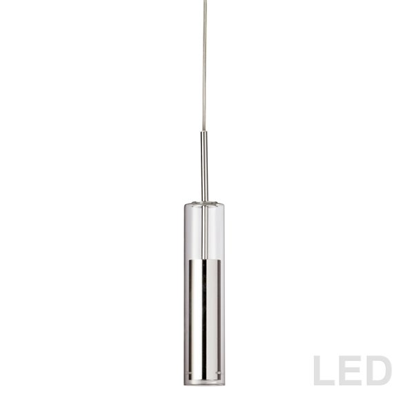 Luminaire suspendu à 1 lumière Luna de Dainolite, chrome poli