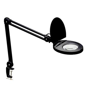 Lampe de table grossissante DEL de Dainolite avec bras pivotant, 47 po, noire