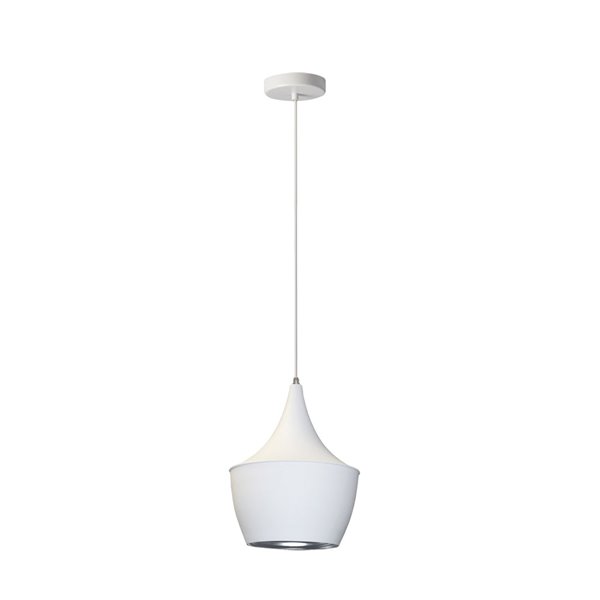 Dainolite Helsinki Pendant Light - 1-Light - Matte White/Silver