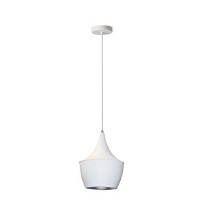 Dainolite Helsinki Pendant Light - 1-Light - Matte White/Silver