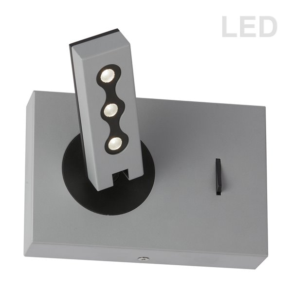 Dainolite 5-in H Wall Sconce with LED Reading Lamp - Silver