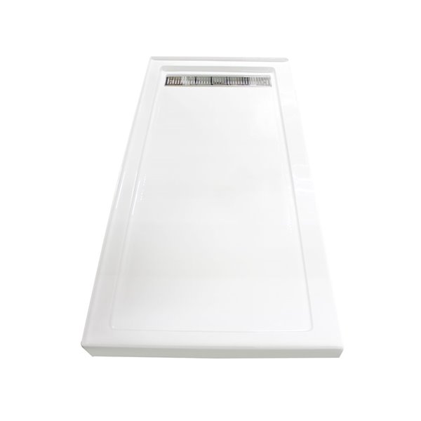 Turin Horizon 72-in x 40-in Right Drain White Acrylic Shower Base