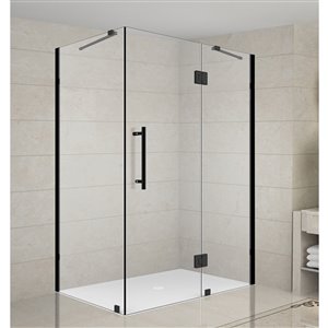 Porte de douche pour coin rectangulaire la Catane de Turin, 42 po x 30 po, noir