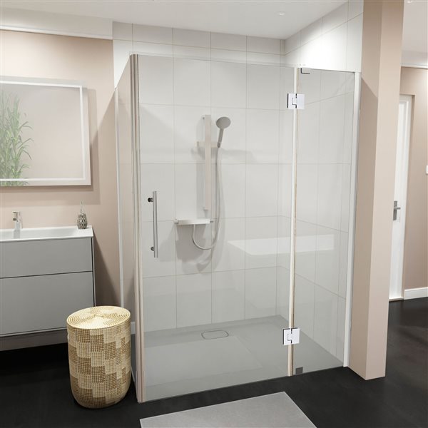 Turin Catane Hinged Corner Shower Door - 42-in x 30-in - Chrome