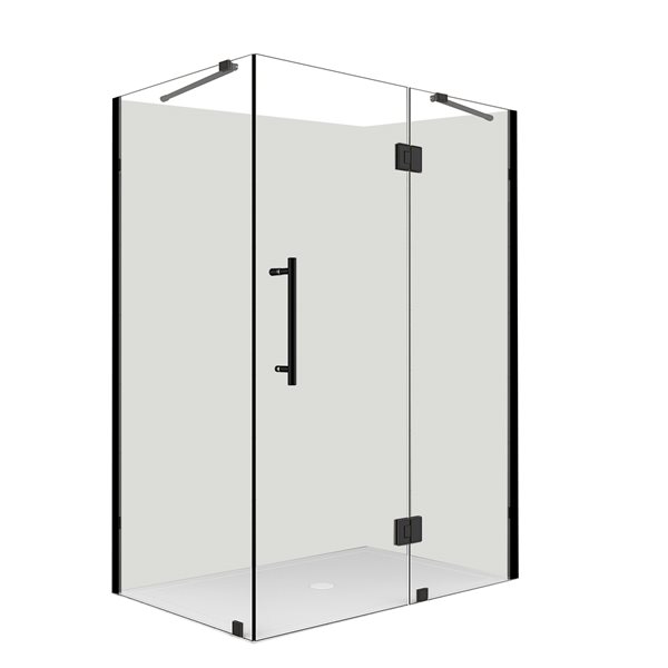 Turin La Catane 40-in x 30-in Hinged Corner Shower Door with Matte Black Hardware