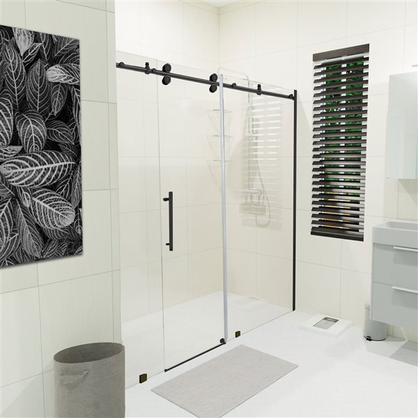 Turin Horizon 72-in x 75-in Alcove Sliding Shower Door with Matte Black Hardware