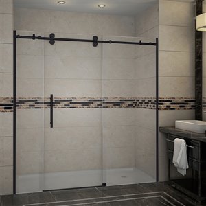 Porte de douche coulissante pour alcôve Horizon de Turin, 72 po, noir