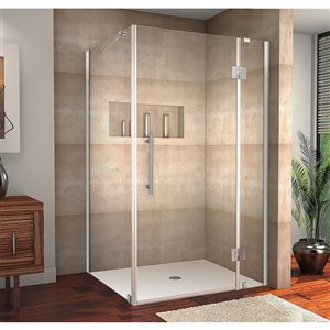 Porte de douche pour coin rectangulaire la Catane de Turin, 40 po x 30 po, chrome