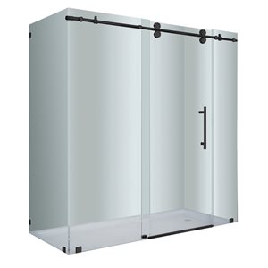 Porte de douche pour coin Vertiges de Turin, 35 po x 72 po, noir