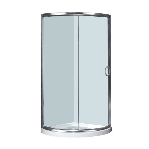 Porte coulissante en verre pour douche en coin Maximum par Turin 40 po x 40 po avec quincaillerie chromée