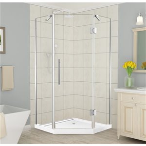 Ensemble de douche en coin Tampa par Turin 38 po x 38 po avec quincaillerie chromé