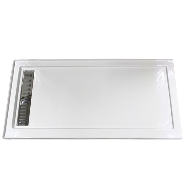 Turin Vertiges 72-in x 40-in Left Drain White Acrylic Shower Base