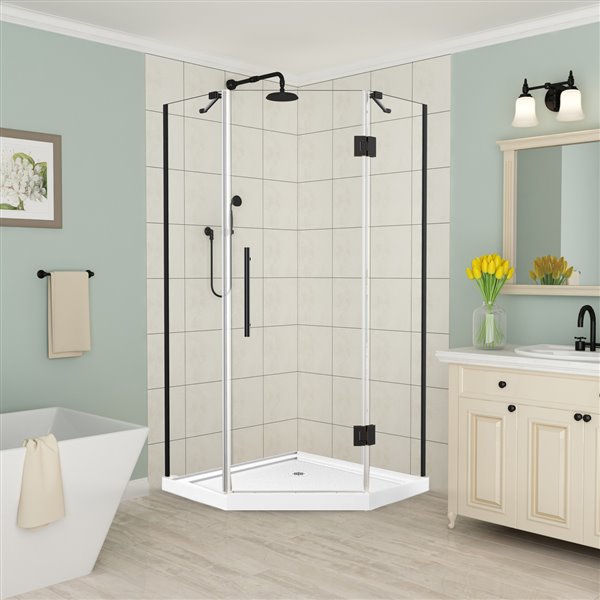 Ensemble de cabine de douche Tampa de Turin, 36 po x 36 po, noir