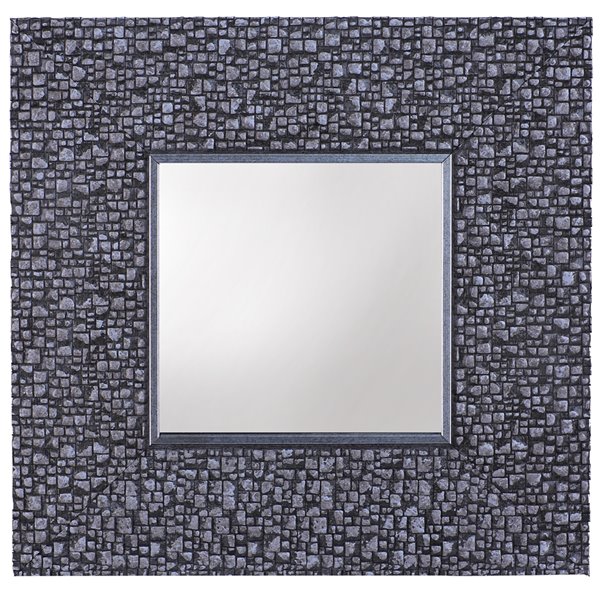 Mirrorize Canada 11.25-in L x 11.25-in W Square Silver Grey Mosaic Framed Wall Mirror