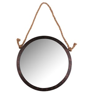 Mirrorize Canada 24-in Round Black, Brushed Copper Framed Wall Mirror