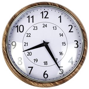 ArtMaison Canada Analog 9.5-in Round Wall  Clock - Non Ticking Military Style White and Brown