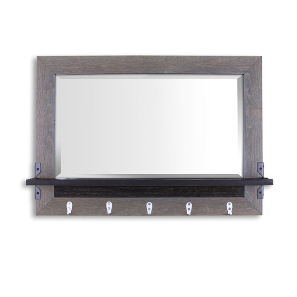 Mirrorize Canada 33-in L x 23.6-in W Rectangle Brown Framed Wall Mirror