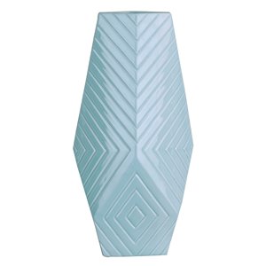 ArtMaison Canada Linear Ceramic Decorative Vase 15 x 7.5-in , Turquoise Blue