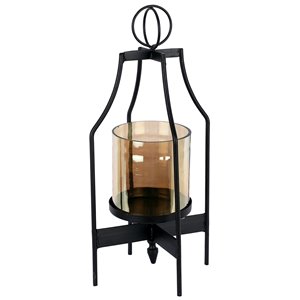 ArtMaison Canada 14-in x 6-in Iron Glass Candle Lantern, Black Metal Vintage Candle Holders, Black