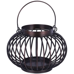ArtMaison Canada 8.5-in x 6-in Iron Candle Lantern With Glass, Brown Metal Vintage