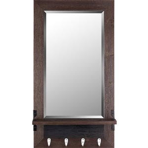 Mirrorize Canada 37.6-in L x 20.8-in W Rectangle Brown Framed Wall Mirror