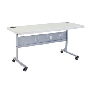 National Public Seating Flip-N-Store Training Table - 24-in x 60-in - Speckled Grey