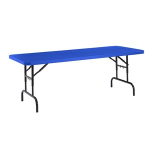 National Public Seating Height Adjustable Heavy Duty Folding Table - 30-in x 72-in - Blue