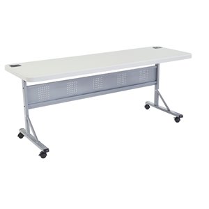 National Public Seating Flip-N-Store Training Table - 24-in x 72-in - Speckled Grey