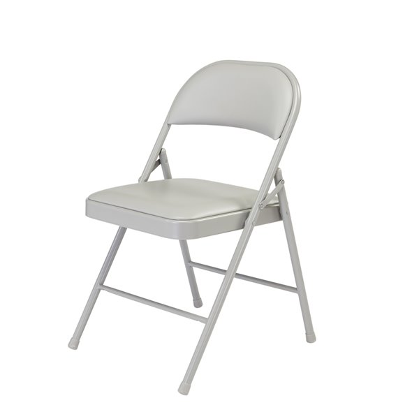 grey padded folding chairs