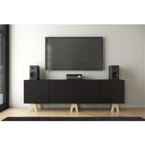 Nexera 119274 Runway TV Stand - 72-inch - Black and Birch Plywood