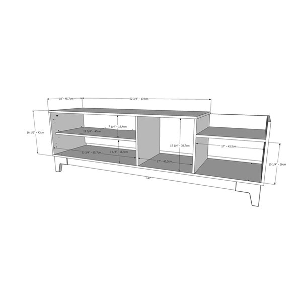 Nexera 402629 Meuble audio-vidéo Influence, 72 po, gris écorce et gris charbon