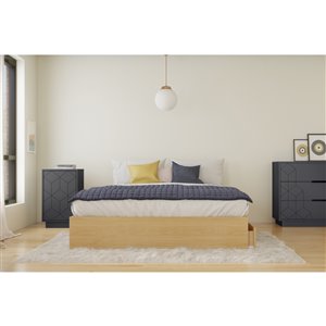 Nexera Ballet 2-Piece Queen Size Bedroom Set - Natural Maple and Charcoal Gray
