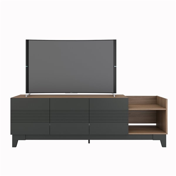 Nexera 402628 Influence TV Stand - 72-inch - Nutmeg and Charcoal Gray