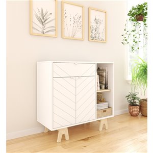 Nexera Gossip Sideboard with Accent Doors - White and Birch Plywood