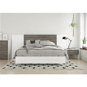 Nexera Soft 4-Piece Full Size Bedroom Set - Bark Gray and White