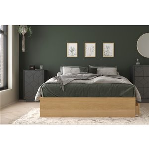 Nexera Ballet 2-Piece Full Size Bedroom Set - Natural Maple and Charcoal Gray