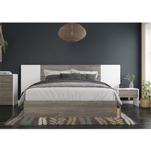Nexera Cloud 4-Piece Queen Size Bedroom Set - Bark Gray and White
