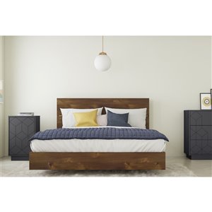 Nexera Midland 3-Piece Queen Size Bedroom Set - Truffle and Charcoal Gray
