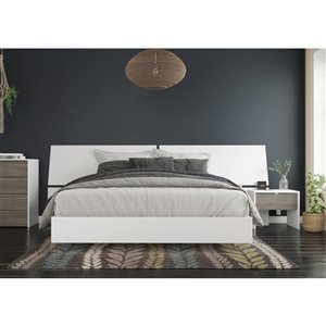 Nexera Pastel 3-Piece Queen Size Bedroom Set - Bark Gray and White