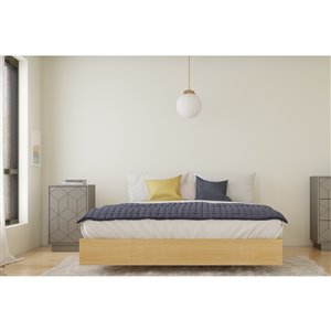 Nexera Bilou 2-Piece Queen Size Bedroom Set - Natural Maple and Greige