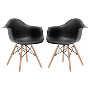 Nicer Interior Eiffel Dining Armchair - Black/Natural - Set of 2