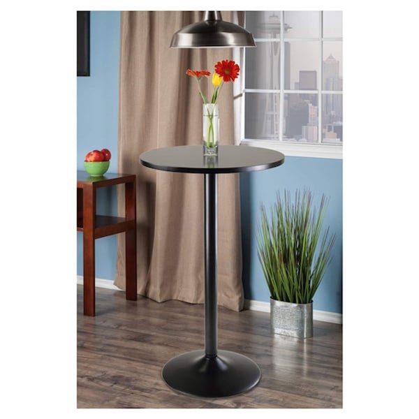 Nicer Interior Obsidian Round Bar Table - 24-in x 24-in - Black