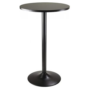 Nicer Interior Obsidian Round Bar Table - 24-in x 24-in - Black