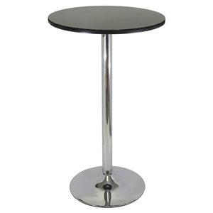 Nicer Interior Obsidian Round Bar Table - 28-in x 28-in - Chrome/Black