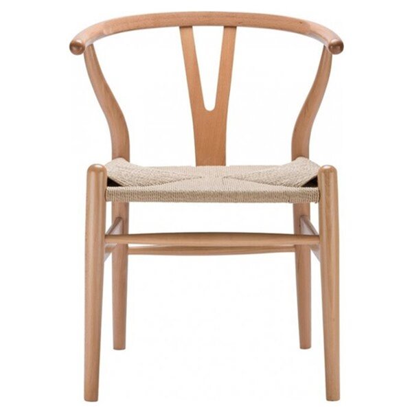 Nicer Interior Replica Hans Wegner Wishbone Dining Side Chair - Natural/Beige - Set of 2