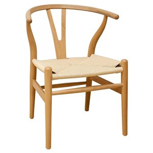 Nicer Interior Replica Hans Wegner Wishbone Dining Side Chair - Natural/Beige - Set of 2