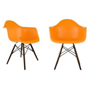 Nicer Interior Eiffel Dining Armchair - Orange/Walnut - Set of 2