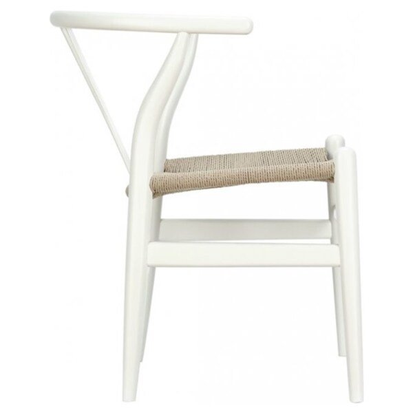 Chaise pour salle à manger réplique de Hans Wegner Wishbone par Nicer Interior, blanc/beige